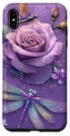 Coque pour iPhone XS Max Jolie rose violette et libellule avec étoiles libellules violettes