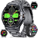 Montre Intelligente Militaire Pour Homme Avec Fonction Téléphone (2 Bandes), Grand Écran De 1,43"", 100 Modes Sportifs, Étanche Ip68, Avec Fréquence Cardiaque, Spo2, Surveillance Du Sommeil