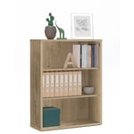 Pegane - Bibliothèque, étagère de rangement coloris chêne doré - Longueur 75,50 x Profondeur 33 x hauteur 99,50 cm