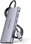 Hub Usb C À Câble Long 1 Mètre Avec Hdmi 4K,4 Usb 3.0,60W Pd Adaptateur Usb C Multiport Compatible Nouveau Macbook Air/Pro 2023-2016,Iphone 15 Plus Pro Max,Etc(C35-1M,Gris)