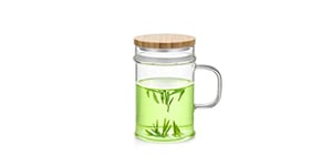 SAMA DOYO - LC'005 - Tasse à thé en verre avec couvercle en bamboo et filtre en inox intégré - 400 ML