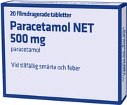 Paracetamol NET, filmdragerad tablett 500 mg 1 x 20 tablett(er)