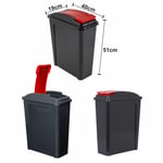 3 x Red 25l Slimline Recycling Kitchen Bin Waste Storage Tall Dustbins With Lid