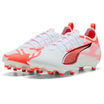 PUMA Ultra 5 Pro FG/AG JR Chaussure de Football, White Black-Glowing Red, 36 EU