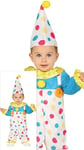 FIESTAS GUIRCA | Costume de Clown Coloré pour Bébé (18-24 Mois) - Inclut Bonnet et Combinaison - Costumes Enfantins pour Halloween, Carnaval et Fêtes de Clowns - Unisexe - Multicolore