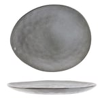 Home Deco Factory KA3750 Assiette Plate Galet Grès du Temps Gris Grand Modèle Céramique H2 x 23 x 27,5 cm