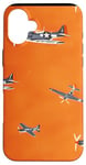 Coque pour iPhone 16 Plus Drapeau américain minimaliste orange tropical P-51 Mustang de la Seconde Guerre mondiale