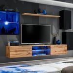 Ensemble Meuble TV "Switch XXIII" 250cm Noir & Naturel