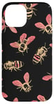 Coque pour iPhone 14 Accessoire pour téléphone sur le thème des abeilles roses et noires