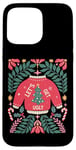 Coque pour iPhone 15 Pro Max Pull de Noël bohème festif en forme de canne à sucre d'orge floral