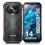 DOOGEE S cyber Rugged Smartphone Android 14, 10800mAh Battery Rugged Phone，20GB RAM + 256 ROM, 6.85" FHD+IPS Waterdrop Screen, 50MP AI Camera/Dual-band Wifi/Dual SIM Unlocked/Octa Core/OTG/GPS - Red