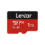 Lexar E-Series Plus 1TB Micro SD Card, microSDXC UHS-I Flash Memory Card with Adapter, 160MB/s, C10, U3, A2, V30, Full HD, 4K UHD, High Speed TF Card for Phones, Tablets, Drones, Dash Cam