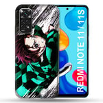 Cokitec Coque pour Xiaomi Redmi Note 11/11S Manga Demon Slayer Tanjiro Multicolore