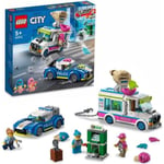 LEGO 60314 City Ice Cream Truck Chase, polisbilleksak, med 2 banditer, present till barn från 5 år och uppåt Flerfärgad