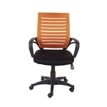 Home Source Ergonomic, Home Office Desk Study Chair, Mesh Black Base, Adjustable Height, Orange Back