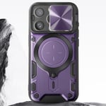 Coque pour iPhone 15 Pro Bague Métallique Bi-matière Antichoc Avizar Violet