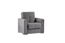 Dmora Canapé Jose, Coffre de Salon Transformable en lit, Fauteuil Relax en Tissu rembourré avec Ouverture Click-clack, 94 x 85 h 91 cm, Gris