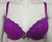 NEW 30 B PUSH UP PLUNGE BRA FUN & FLIRTY MARKS & SPENCER BRIGHT VIOLET ENHANCED