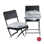 Relaxdays 10020806 Coussin de chaise lot de 4 lavable 10 cm épaisseur doux moelleux pour siège de jardin à nouer 40 x 40 cm polyester, gris