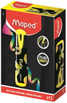 Maped – 12 surligneurs Fluo Peps Flex – Boite 100% carton de 12 surligneurs – Coloris jaune