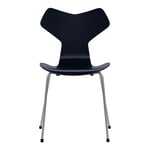 Fritz Hansen - Grand Prix 3130 Midnight Blue Lackad/Silver Grey - Ruokapöydän tuolit - designer_arne_jacobsen - Sininen - Metalli/Puu