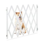 Relaxdays Safety Gate, Barrier, Extendable up to 140 cm, 87-97 cm high, Bamboo, Stair & Door, Dog & Baby Guard, White, 87x140x1.5 cm