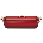 Le Creuset Stoneware Rectangular Terrine with Press, 32 cm, Cerise, 91008432064000