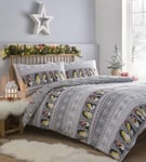 Simply Charlotte Penguins King Size Duvet Cover Set Christmas Xmas Bedding Bed Set Grey