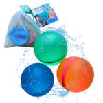 alldoro 60217 Bombes à eau réutilisables avec fermeture magnétique, lot de 3 ballons d'eau à fermeture automatique, silicone, 7 cm, multicolore