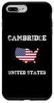Coque pour iPhone 7 Plus/8 Plus Conception de carte vintage du drapeau américain de Cambridge, États-Unis