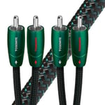 AUDIOQUEST Yosemite 1M 2 to 2 RCA Male. Solid perfect-surface copper plus. FEP air-tubes. Carbon-based noise-dissipation. Cold welded direct silver plated pure red copper. Jacket - green-black braid