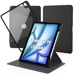 CACOE Coque Compatible avec iPad Air M2 11 Zoll/iPad Air 5 2022 / Air 4 2020, iPad 10.9, Rotation à 360 Degrés Étui de Protection avec Dos Transparent et Bordure Antichoc en TPU, Noir