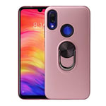 Hicaseer Xiaomi Redmi Note 7 Case, 360Â° Rotating Metal Bracket Compatible with Magnetic Car Holder for Xiaomi Redmi Note 7 - Rose gold