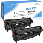 12A Q2612A Cartouche Toner Compatible pour HP Laserjet 1010 1012 1015 1018 1020 1020 Plus 1022 3015 3020 3030 3050 3052 3055 M1005 MFP M1319 MFP Imprimantes Jusqu'à 2000 Pages ( Noir x 2 ).[G337]