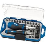 Draper 42 Piece Ratchet Screwdriver Bit Set | Stubby Grip Drivers Hand Tools | DIY and Professional Kit | 1/4" and 20mm Drive Precision Bits | 46479