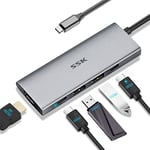 SSK Hub USB C 10 Gbit/s, Adaptateur multiport SuperSpeed Type C 5 en 1 avec 2 USB C (1 alimenté par PD3.0), 2 USB A 3.1/3.2 Gen2 10 Gbit/s, 4K HDMI USB C Dock