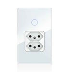 Prise murale intelligente Melery Tuya Brésil,interrupteur d'éclairage,capteur tactile,panneau en verre,télécommande par Alexa,Google Home,touristes Wi-Fi,20A - Type 1Gang White