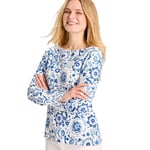 Joules Womens Printed Harbour Cotton Long Sleeved Top - Blue - Size 16 UK