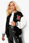 Womens M Colour Block Varsity Bomber Jacket - Black - 16, Black