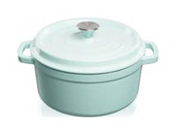 Cast Iron Pot Grand Feu, Minimalist Design "Casserole" With Lid, 3.5L, Turquoise Color.