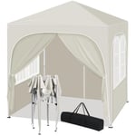 WOLTU Tonnelle de Jardin 2x2m,Pergola Pliante,Barnum,4 Parois Latérales,Hauteur Réglable,Gazebo Imperméable,Anti-UV, Beige