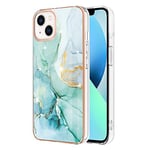 IMEIKONST Coque Compatible avec iPhone 15 Plus Étui, Imprimé Brillants Motif de Marbre Très Mince Souple Silicone Airbag Antichoc TPU Bumper Housse pour iPhone 15 Plus. Vert YBM1