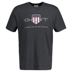 GANT Men's Reg Archive Shield Emb Ss T-shirt T-Shirt , Antracite Melange,S