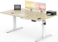 Devoko Bureau Assis Debout Électrique 160×80cm, Bureau Électrique avec Chargeur USB, Organiseur de Câbles et 3 Positions Mémorisables, Bureau Réglable en Hauteur (160×80cm,Beige)