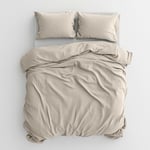 Muslin Super King Duvet Cover and Pillowcase Set Stone Breathable Soft Cotton