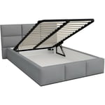 Lit Coffre Denver 140x190 - Sommier inclus Gris clair