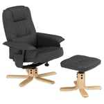 Idimex - Fauteuil de relaxation charly avec repose-pieds pouf siège pivotant dossier inclinable assise rembourrée relax, en synthétique gris - Gris