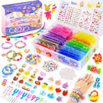 DIYLAND 5000+ Loom Rubber Band Starter Kit, 30 Colors Loom Bands Kit for DIY Refill Bracelet Making Craft Kits with Beads and Other Accessories for Friendship Bracelet Making Kit, Girls Birthday