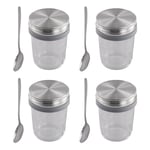 Jars for Overnight Oats 4 Pack 350ml Overnight Oats Jar with Spoons &6528