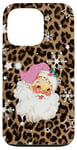 iPhone 13 Pro Cute Pink Stanta Claus Christmas On Cheetah Leopard Pattern Case